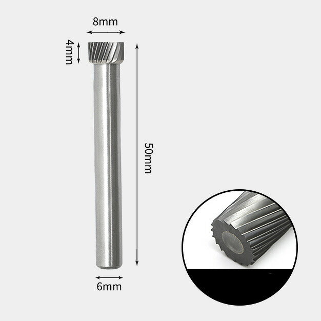 Tungsten Carbide Flat Edge Rotary Burr 8 x 4mm