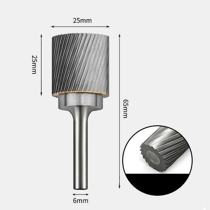 Tungsten Carbide Cylindrical Flat End Rotary Burr Single-cut 25 x 25mm