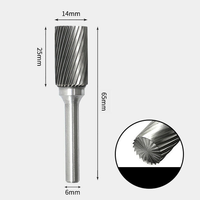 Tungsten Carbide Cylindrical with End Cut Rotary Burr Single-cut 14 x 25mm
