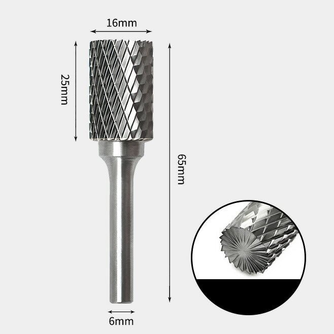 Tungsten Carbide Cylindrical with End Cut Rotary Burr Double-cut 16 x 25mm