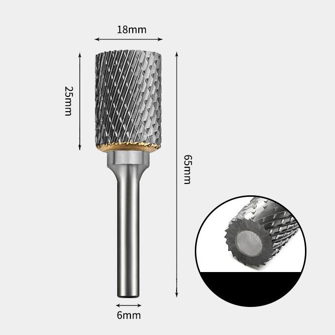 Tungsten Carbide Cylindrical Flat End Rotary Burr Double-cut 18 x 25mm