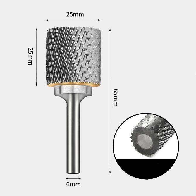 Tungsten Carbide Cylindrical Flat End Rotary Burr Double-cut 25 x 25mm