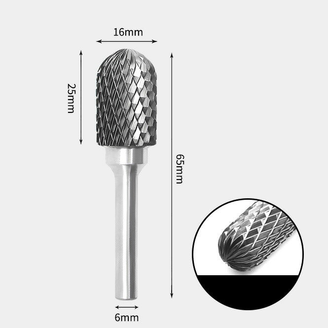Tungsten Carbide Cylindrical Radius End Rotary Burr Double-cut 16 x 25mm