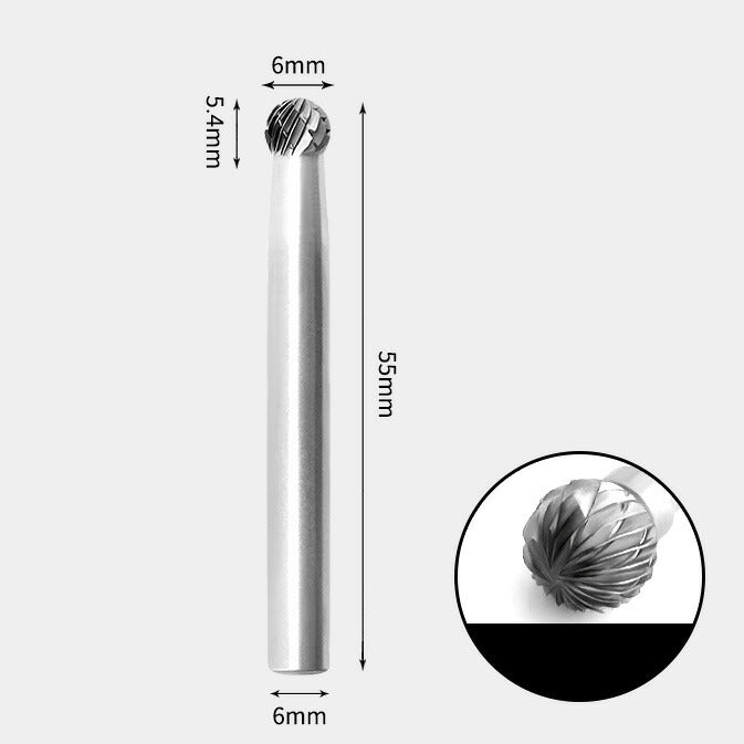 Tungsten Carbide Round Ball Shape Rotary Burr Double-cut 6 x 5mm