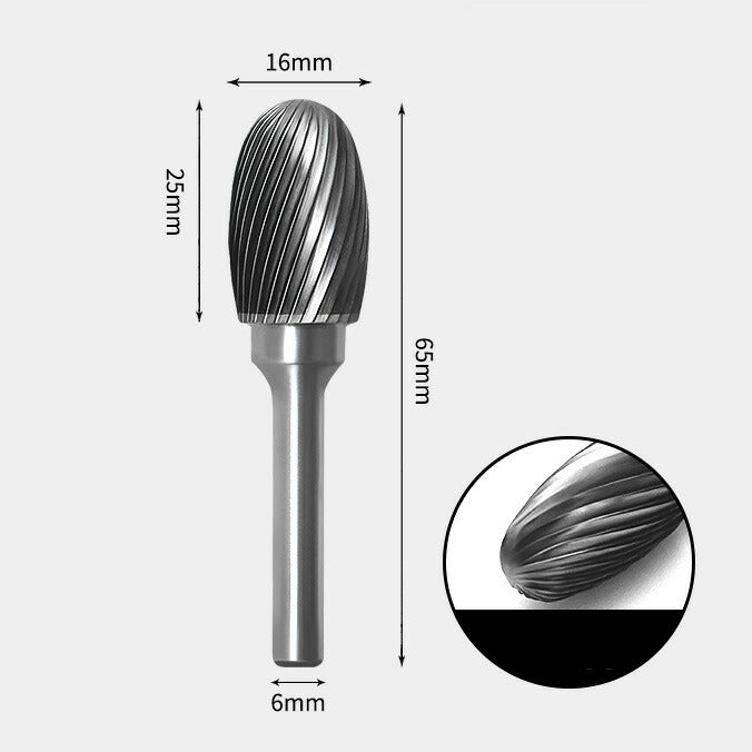 Tungsten Carbide Oval Shape Rotary Burr Single-cut 16 x 25mm
