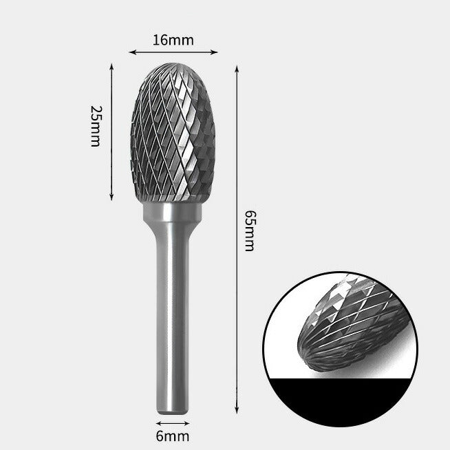 Tungsten Carbide Oval Shape Rotary Burr Double-cut 16 x 25mm