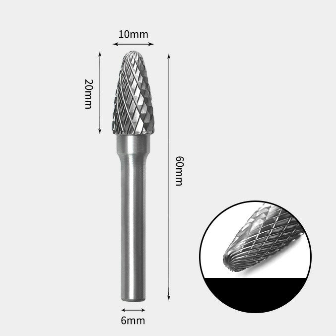 Tungsten Carbide Radius End Tree Rotary Burr Double-cut 10 x 20mm