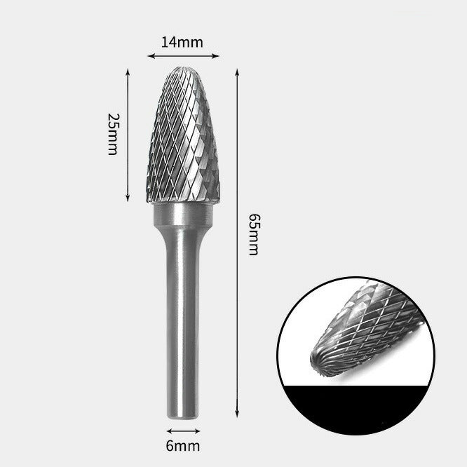 Tungsten Carbide Radius End Tree Rotary Burr Double-cut 14 x 25mm