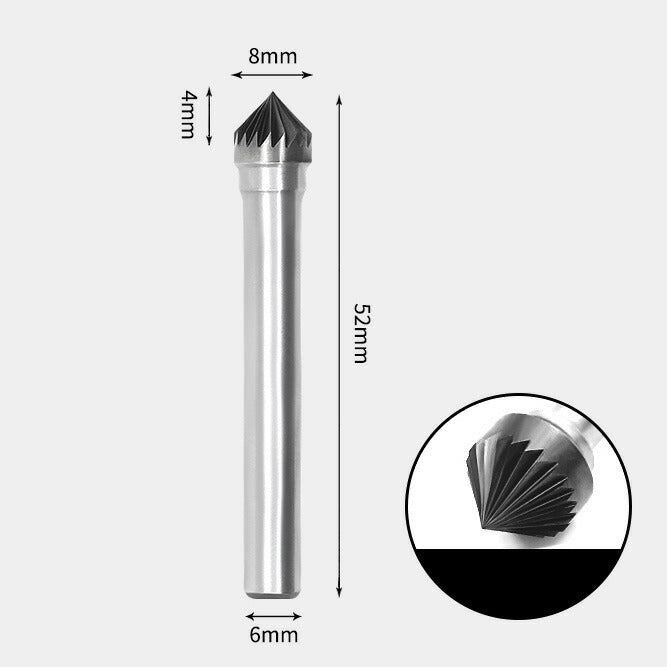 Tungsten Carbide 90 Degree Included Angle Rotary Burr Single-cut 8 x 4mm