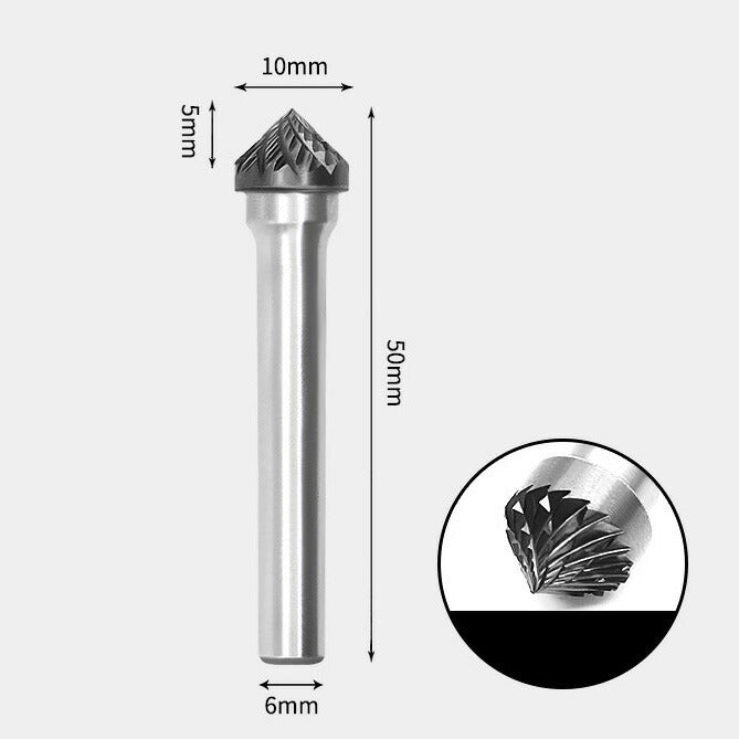 Tungsten Carbide 90 Degree Included Angle Rotary Burr Double-cut 10 x 5mm