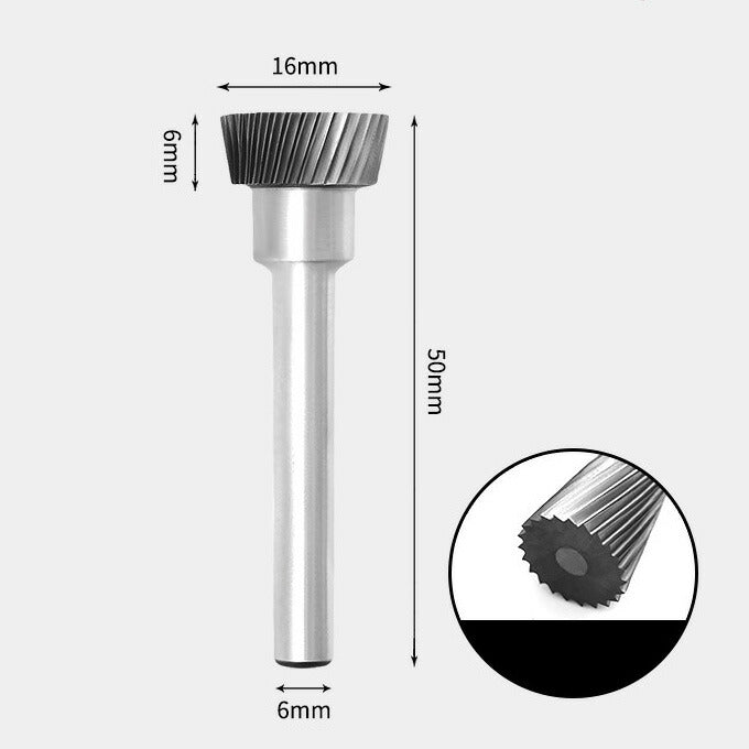 Tungsten Carbide Inverted Cone Rotary Burr Single-cut 16 x 6mm