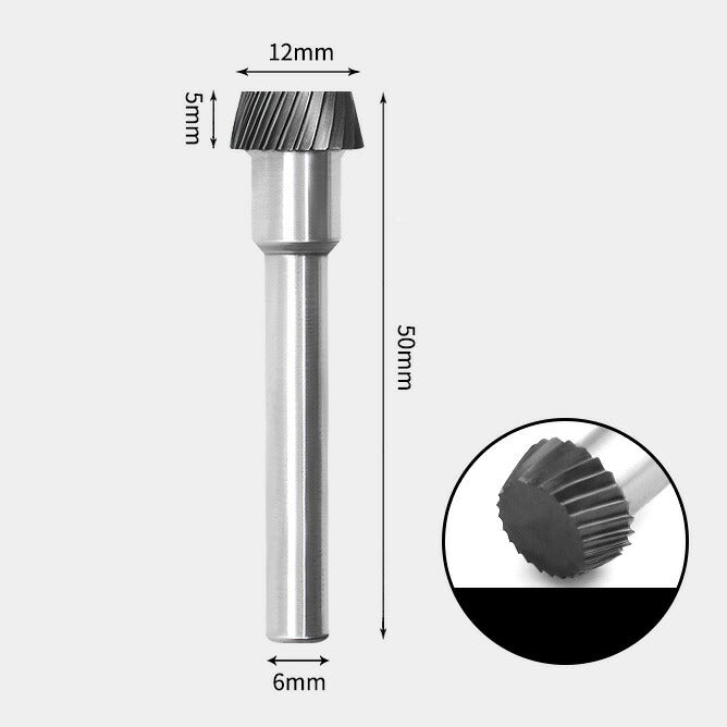 Tungsten Carbide Cone Flat End Rotary Burr Single-cut 12 x 5mm