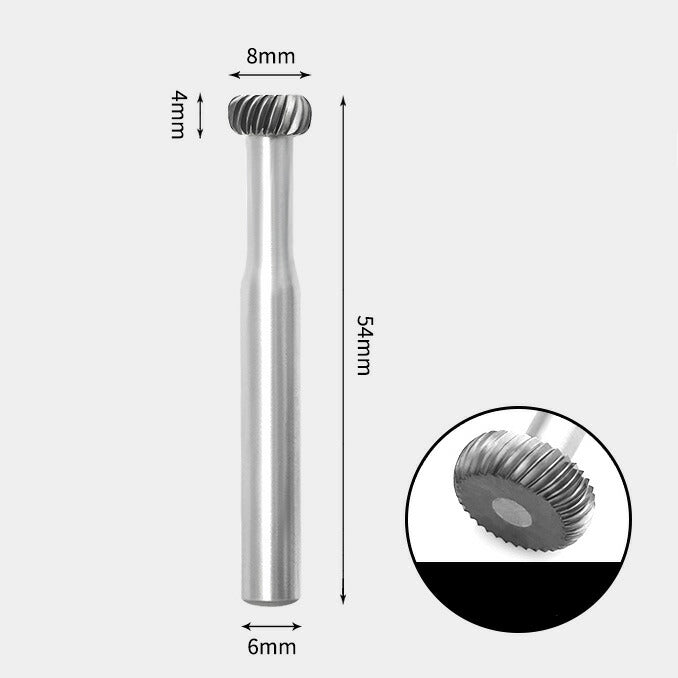 Tungsten Carbide Round Edge Rotary Burr Single-cut 8 x 4mm