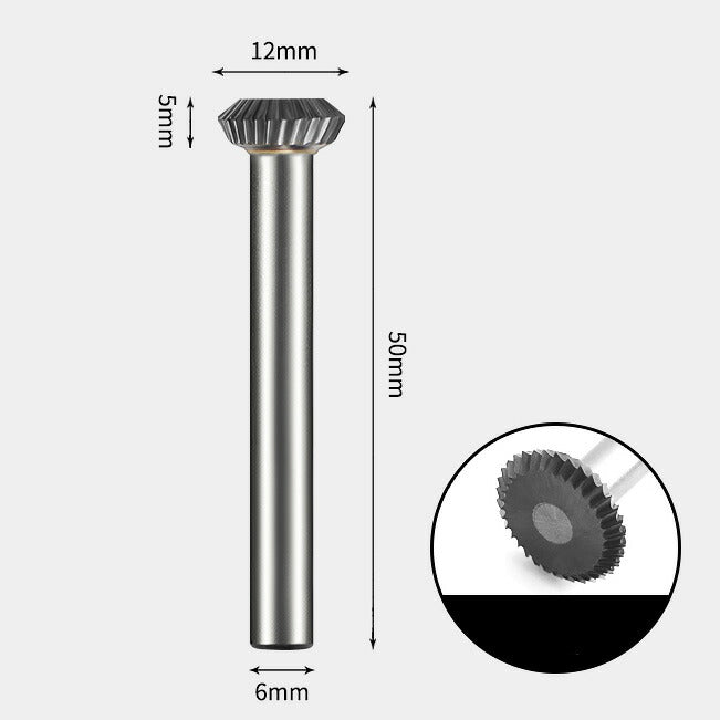 Tungsten Carbide 90 Degree Edge Rotary Burr Single-cut 12 x 5mm