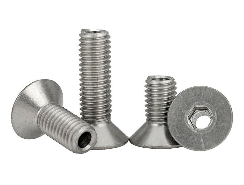 M12 x 1.75 x 30mm Hole 6mm Flat Head Hollow Through Hole Screws Bolt 10 Pcs