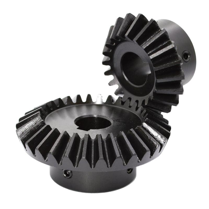 Bevel gears in steel, ratio 1:4 toothing milled, straight teeth, engagement  angle 20°