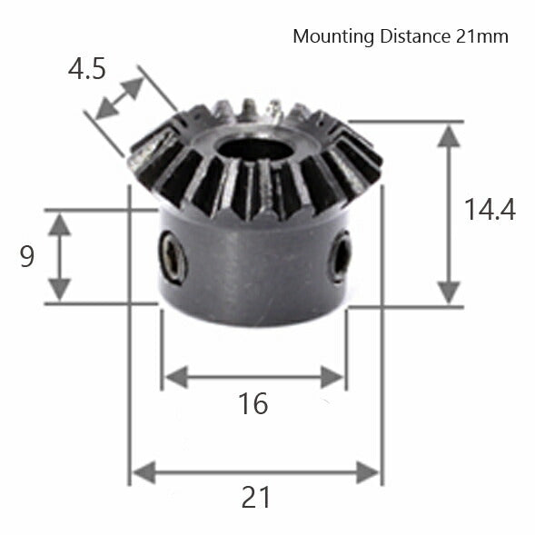 Module 1 Number of Teeth 20 Bore 10mm Ratio 1:1 Bevel Gear in Steel