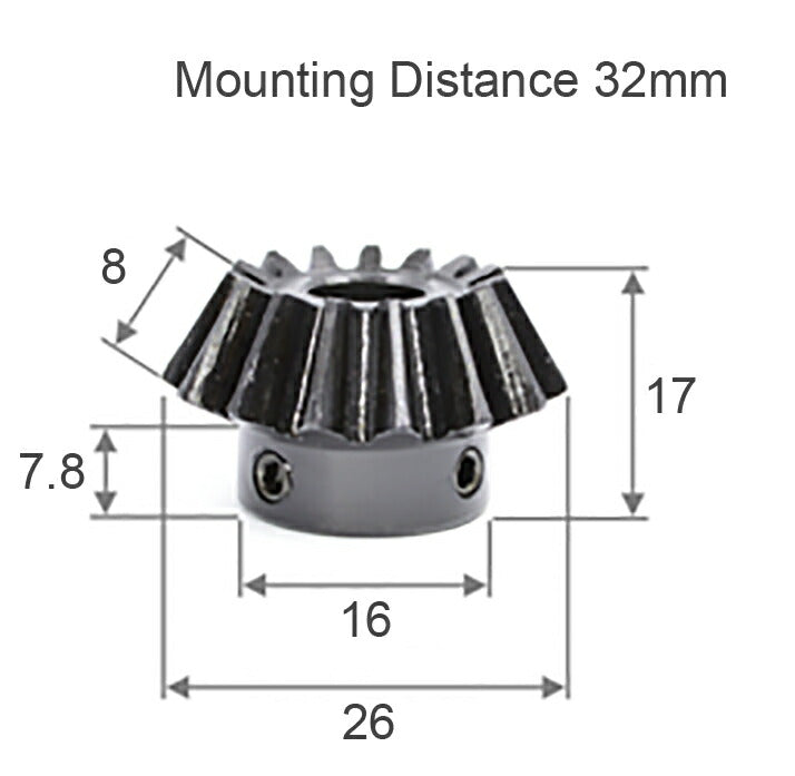 Module 1.5 Number of Teeth 15 Bore 10mm Ratio 1:2 Bevel Gear in Steel