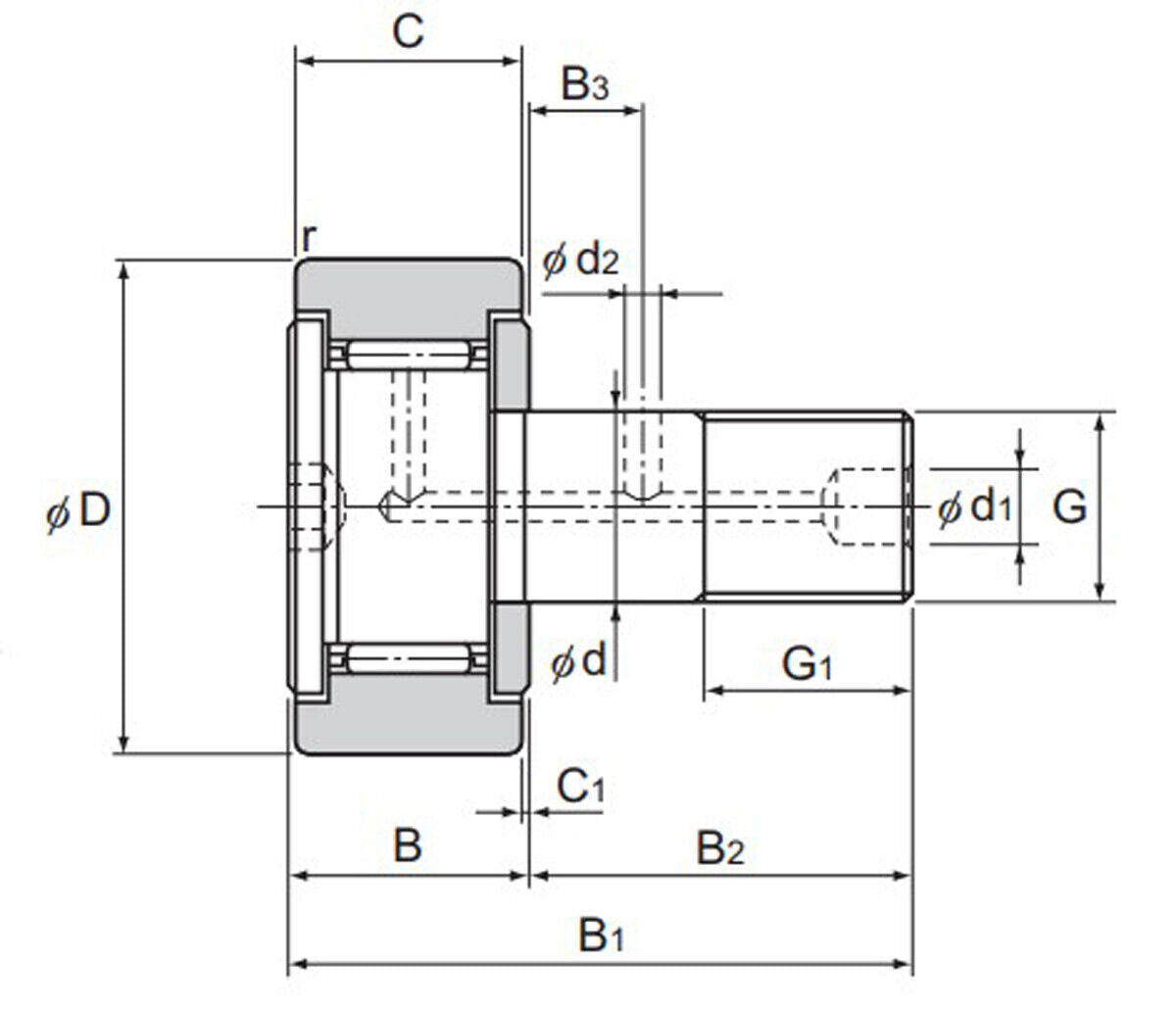 KR16 Cam Follower Needle Roller Stud Track Bearings 2 Pcs