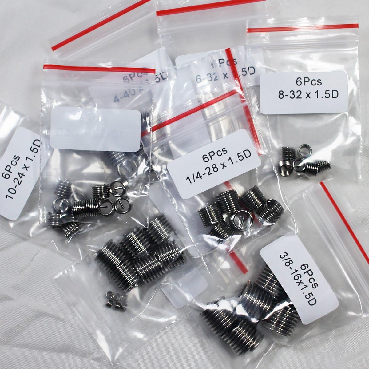 60 Pcs Unified USA 304 Stainless steel Helical Wire Threaded Insert Assortment Kit