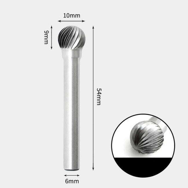Tungsten Carbide Round ball shape Rotary Burr Single-cut 10 x 9mm