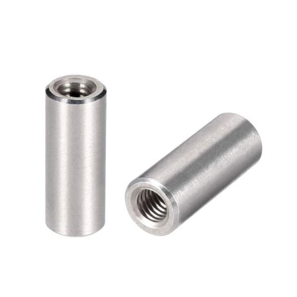 M6 x 1.0 to M8 x 1.25 Overall length 30mm 2Pcs Stainless Steel Round Coupling Nut Thread adapter