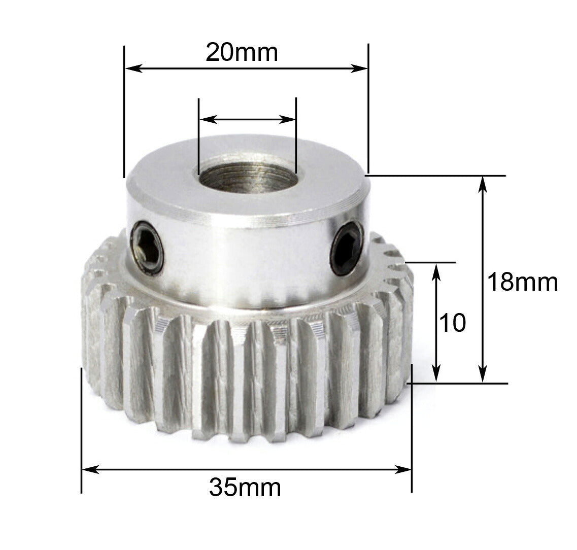 Module 1 Spur Gear with Hub 33 Teeth Bore 12mm in Steel 1045