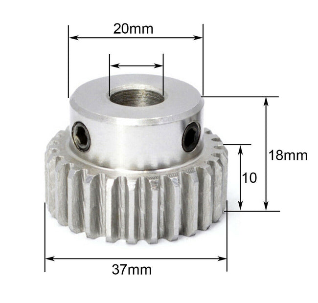 Module 1 Spur Gear with Hub 35 Teeth Bore 6mm in Steel 1045