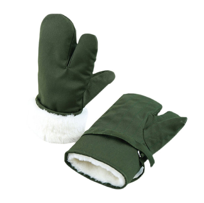 Shearling Sheepskin Cycling Working Gloves Three Finger