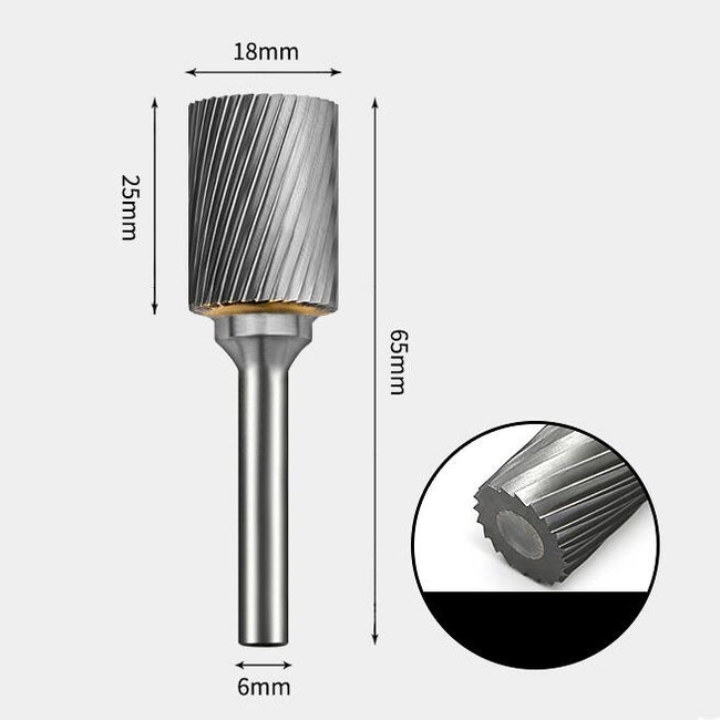 Tungsten Carbide Cylindrical Flat End Rotary Burr Single-cut 18 x 25mm