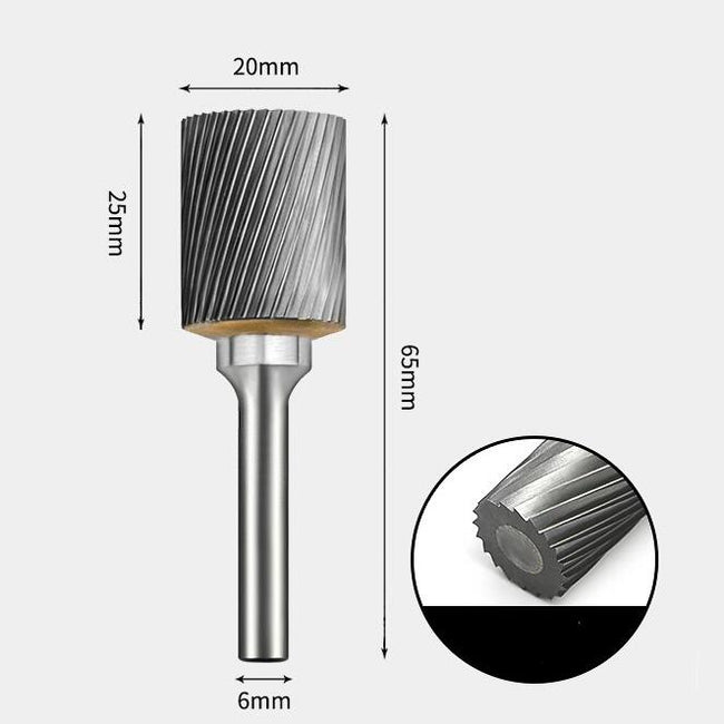 Tungsten Carbide Cylindrical Flat End Rotary Burr Single-cut 20 x 25mm