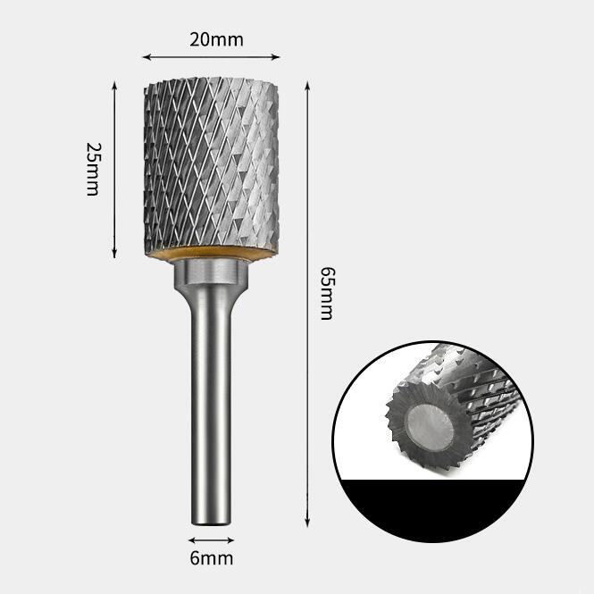 Tungsten Carbide Cylindrical Flat End Rotary Burr Double-cut 20 x 25mm