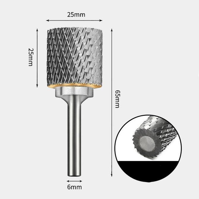 Tungsten Carbide Cylindrical Flat End Rotary Burr Double-cut 25 x 25mm