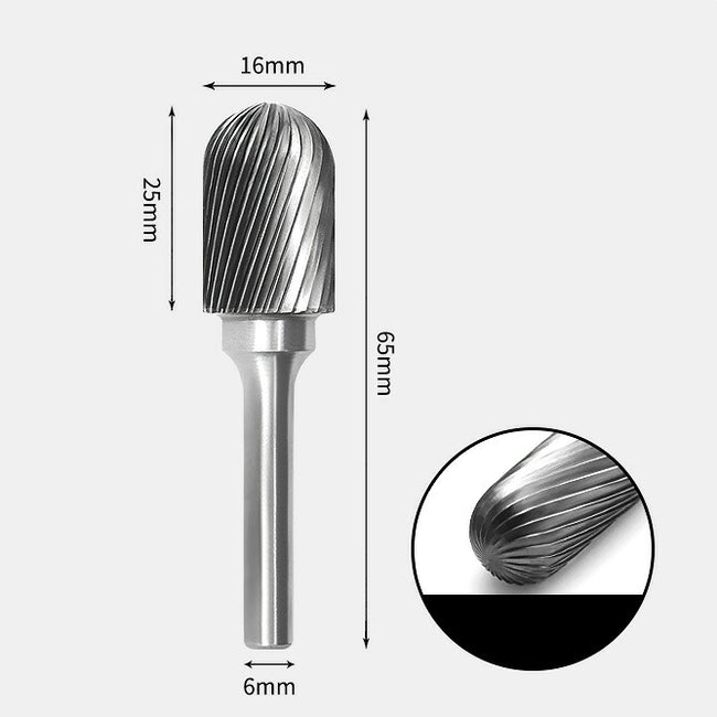 Tungsten Carbide Cylindrical Radius End Rotary Burr Single-cut 16 x 25mm