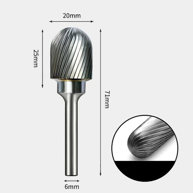 Tungsten Carbide Cylindrical Radius End Rotary Burr Single-cut 20 x 25mm