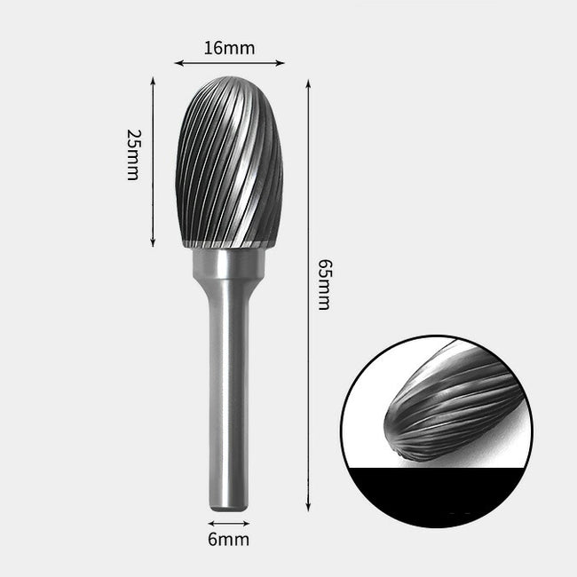 Fraise rotative en carbure de tungstène de forme ovale, coupe unique 16 x 25 mm