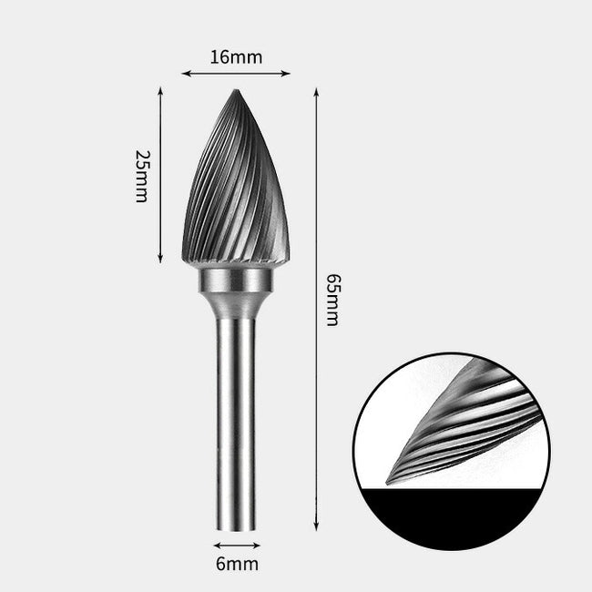 Tungsten Carbide Pointed Tree Rotary Burr Single-cut 16 x 25mm