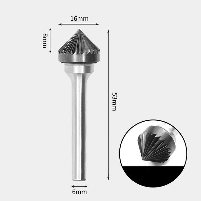 Tungsten Carbide 90 Degree Included Angle Rotary Burr Single-cut 16 x 8mm