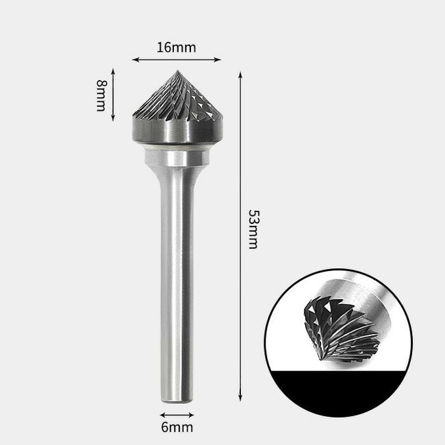 Tungsten Carbide 90 Degree Included Angle Rotary Burr Double-cut 16 x 8mm
