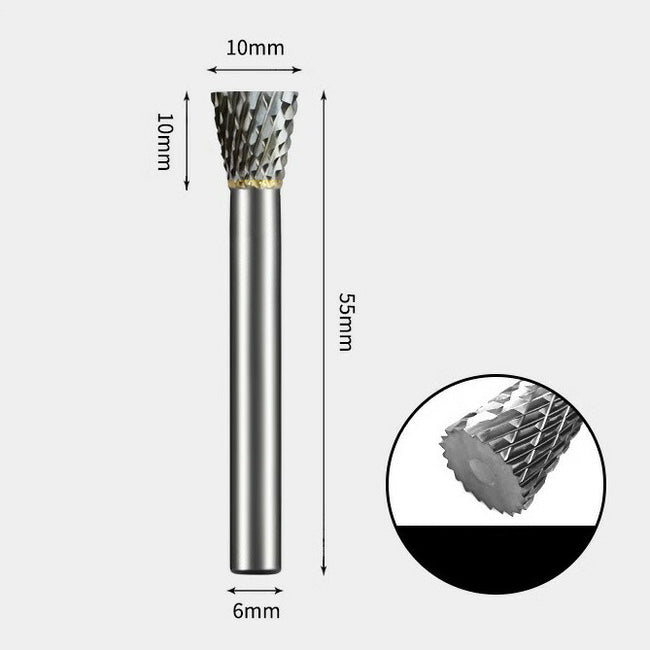 Tungsten Carbide Inverted Cone Rotary Burr Double-cut 10 x 10mm