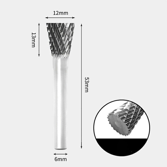 Tungsten Carbide Inverted Cone Rotary Burr Double-cut 12 x 13mm