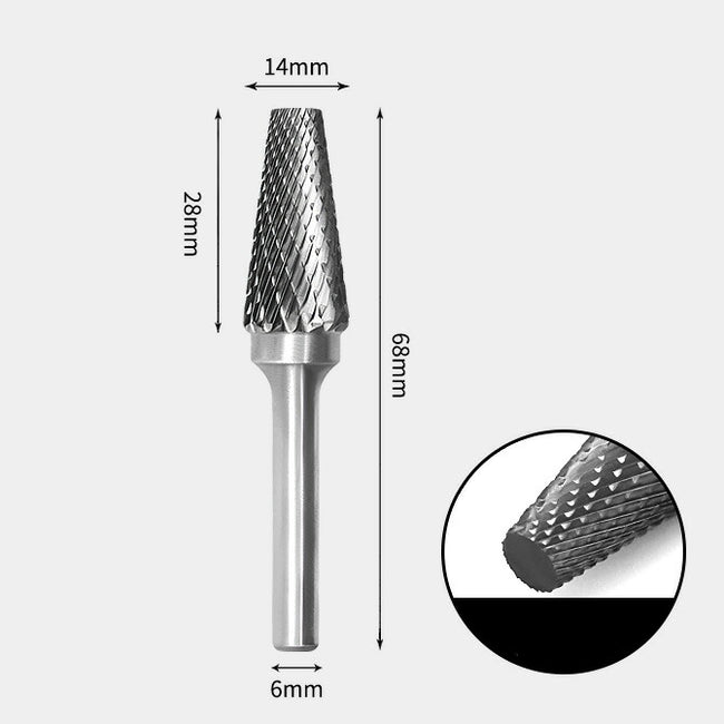 Fraise rotative à extrémité plate en carbure de tungstène, double coupe, 14x28mm