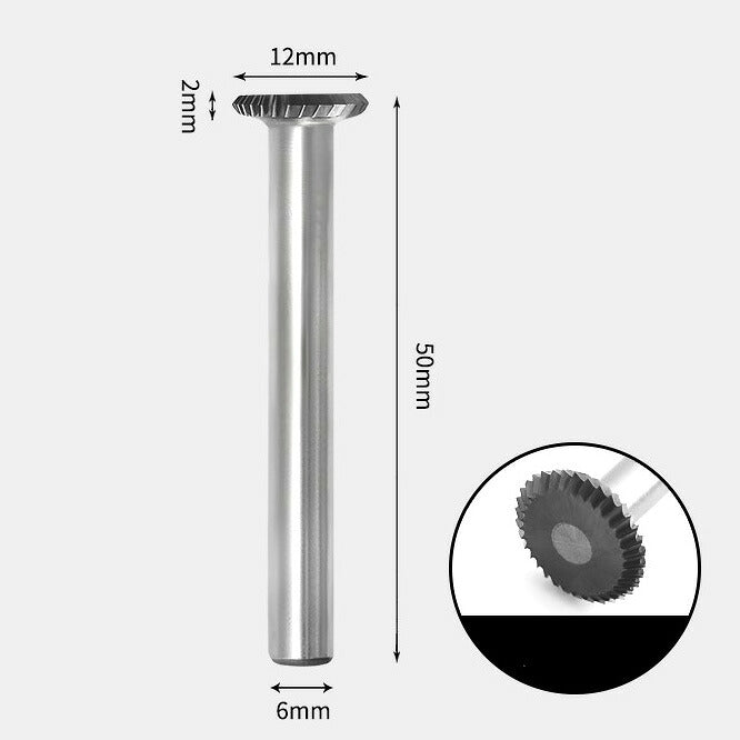 Fraise rotative en carbure de tungstène à bord à 90 degrés, coupe unique 12 x 2 mm