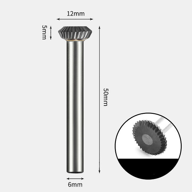 Fraise rotative en carbure de tungstène à bord à 90 degrés, coupe unique 12 x 5 mm
