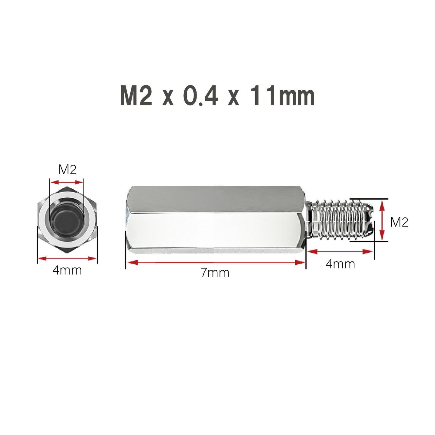 M2 x 0.4 Male to Female Coupling Hex Nut 304 tainless steel