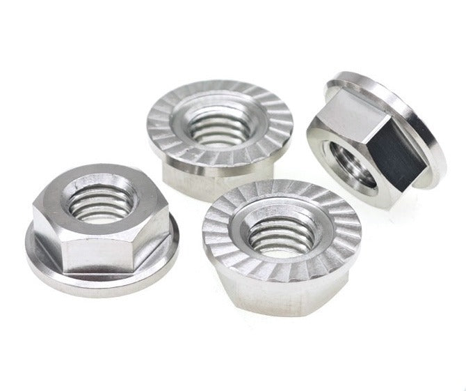 M8 x 1.25 Grade 5 Titanium Serrated Hex Flange Nut
