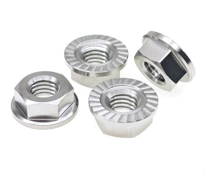 M6 x 1.0 Grade 5 Titanium Serrated Hex Flange Nut