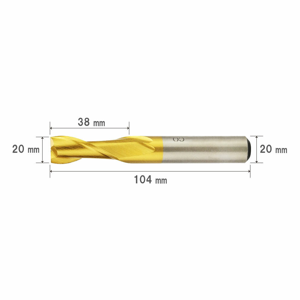 Cutting Diameter 20mm Overall Length 104mm 2 Flute HSS Cobalt End Mill Cutter