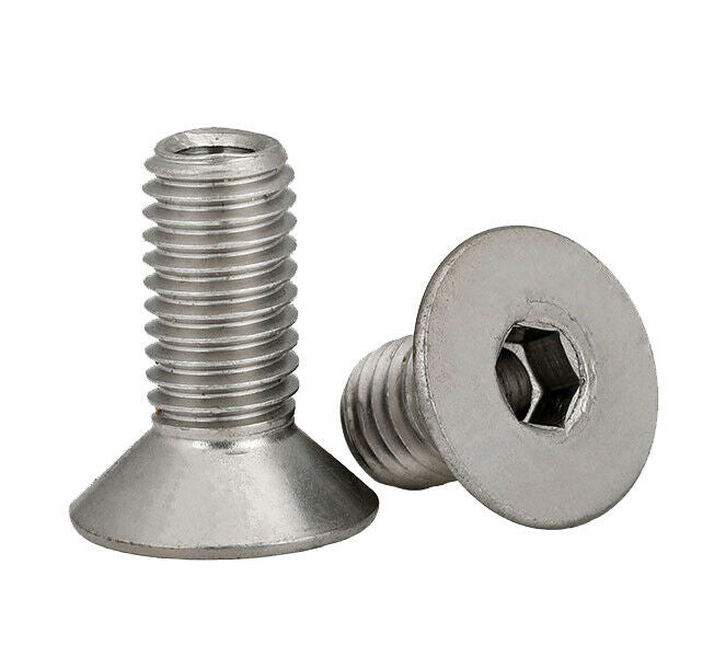 M6 x 1.0 x 16mm Hole 3mm Flat Head Hollow Through Hole Screws Bolt 2 Pcs