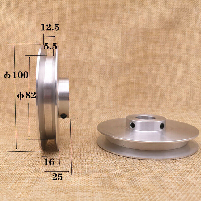 Poulie de courroie trapézoïdale OD 100 mm, alésage 18 mm, pour courroie en caoutchouc V de section A 1/2"